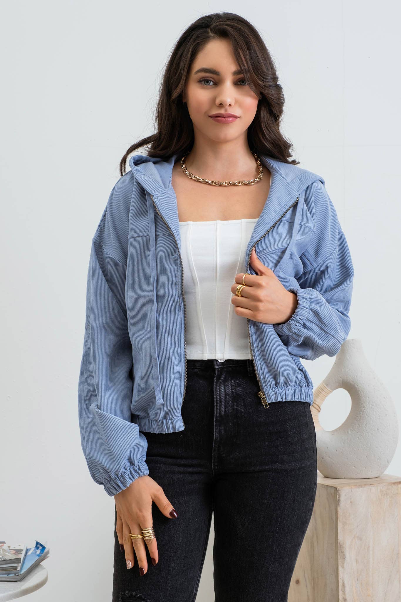 Blu Pepper – Blusão - Mulher por atacado – CASACO DE VELUDO COM ZÍPER4