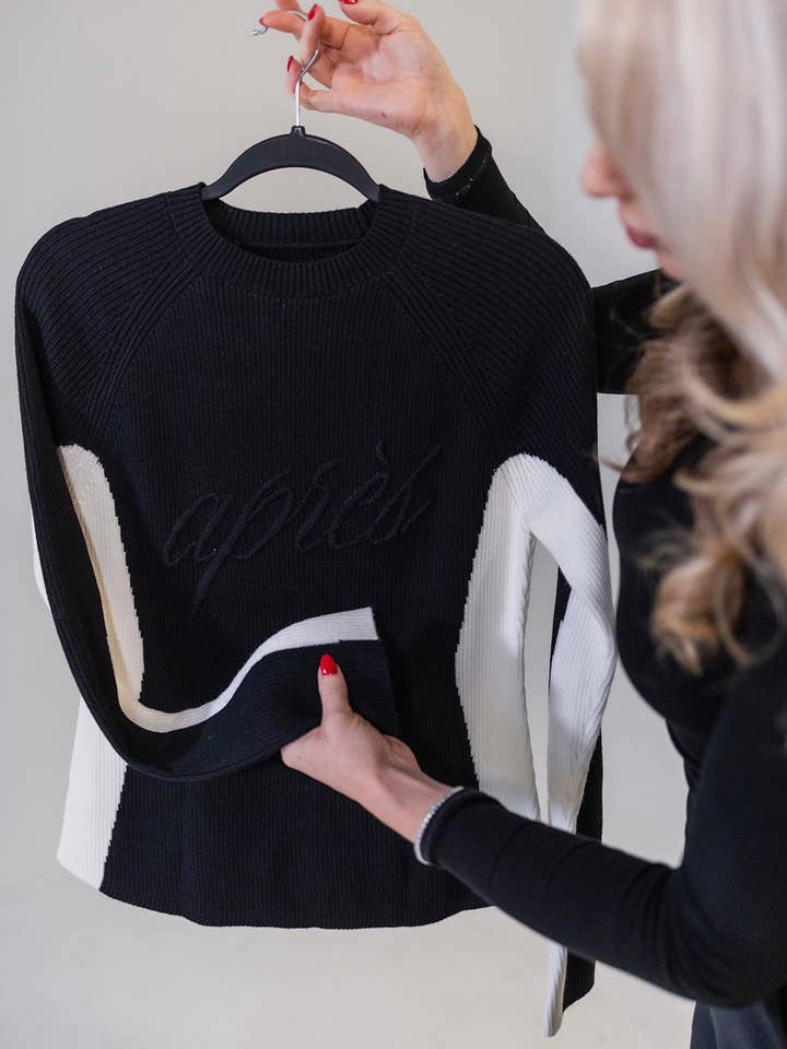 Après Chalet Geribde Gebreide Trui — Zwart voor wholesale door Après Actif