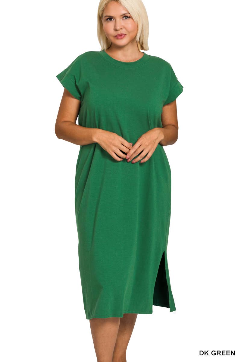 Vanilla Monkey - Wholesale Dress - Women's - Plus Round Neck Short Sleeve Midi Dress13