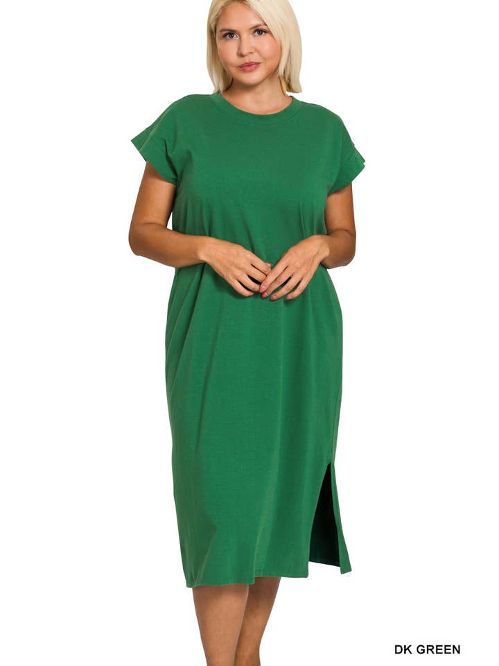 Vanilla Monkey - Wholesale Dress - Women's - Plus Round Neck Short Sleeve Midi Dress13