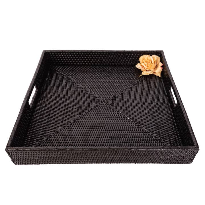 Artifacts Trading Company - Wholesale Serving Tray - Square Rattan Serving Tray with Glass Insert10