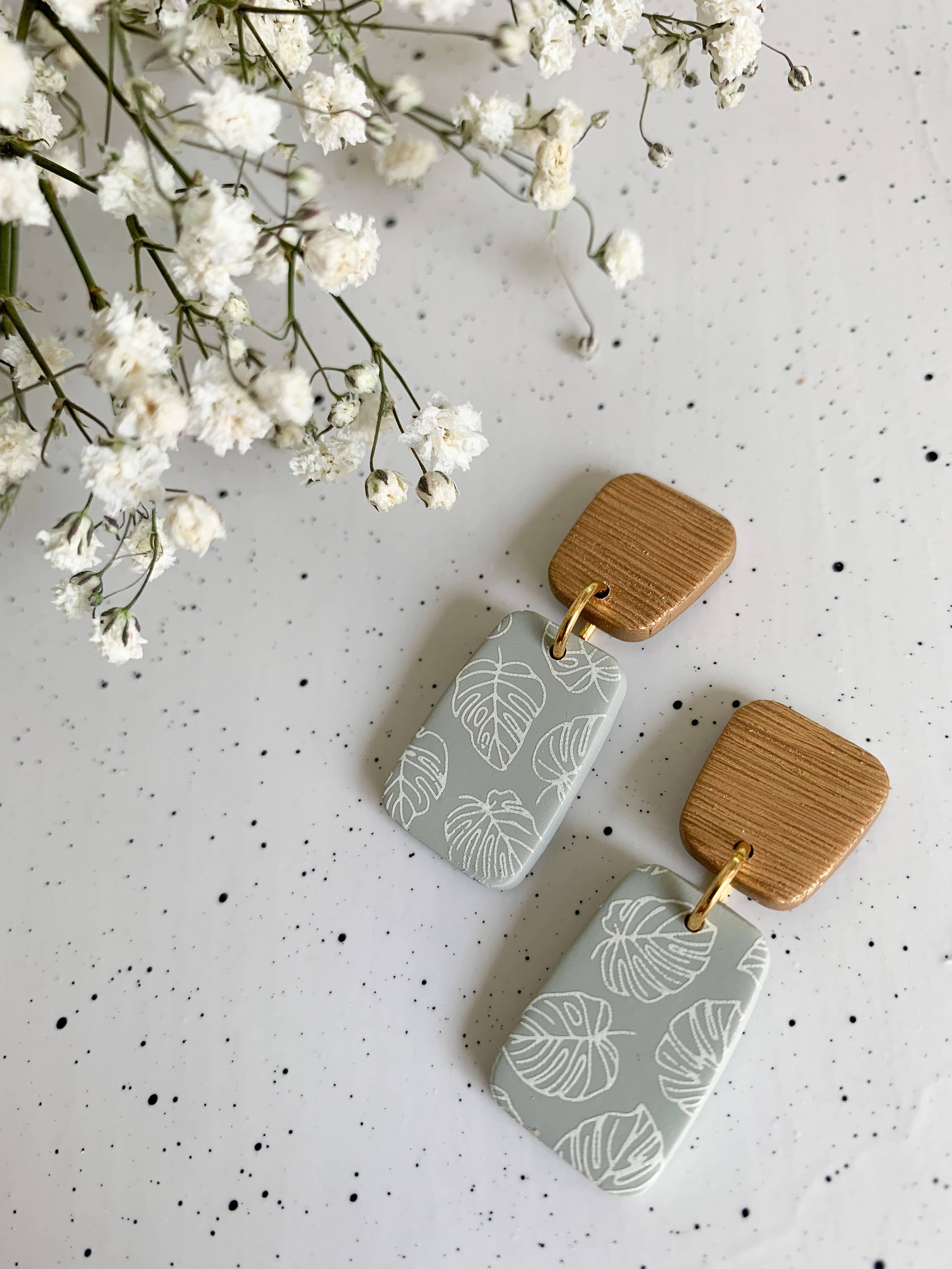 Lotus of clay - Vente Boucles d'oreilles pendantes - Boucles d'oreilles faites main en argile1