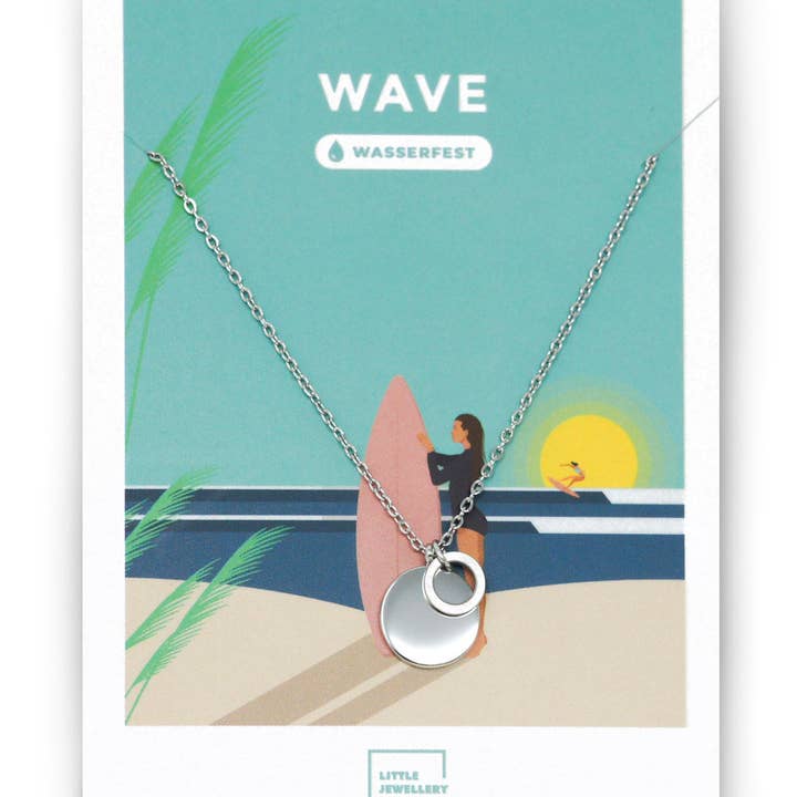 LITTLE JEWELLERY STORIES - Vente Colliers à pendentif - Collier WAVE | bijoux en acier inoxydable doré et argenté