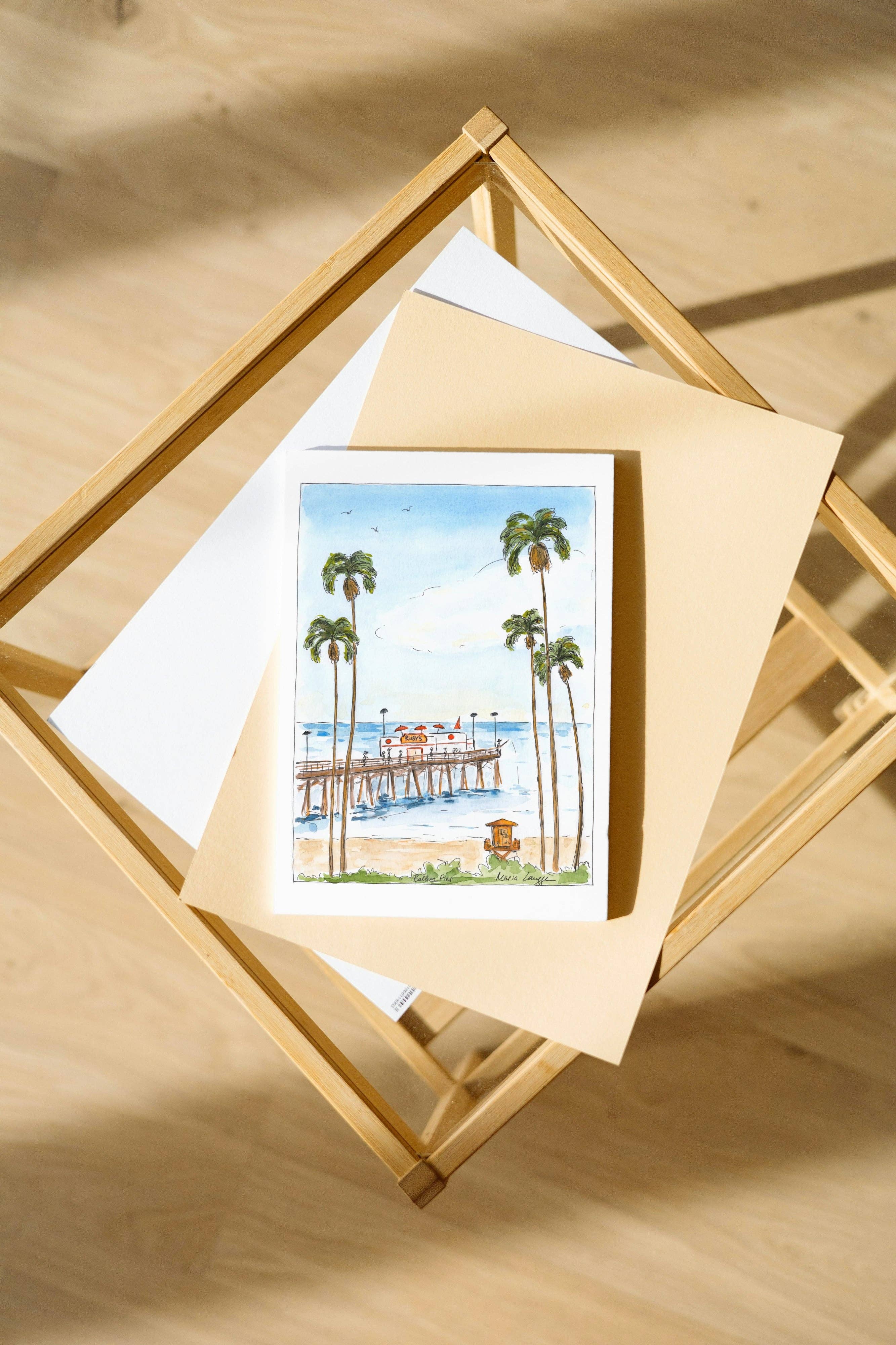 Maria Langgle - Wholesale Everyday Greeting Card - Balboa Pier Folded Greeting Card with Envelope 5x75