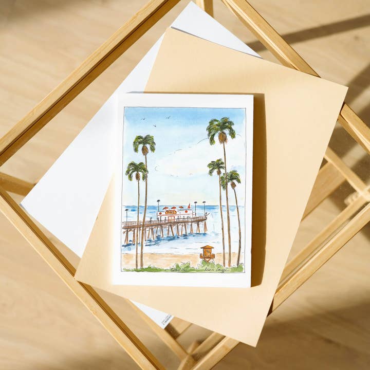 Maria Langgle - Wholesale Everyday Greeting Card - Balboa Pier Folded Greeting Card with Envelope 5x75