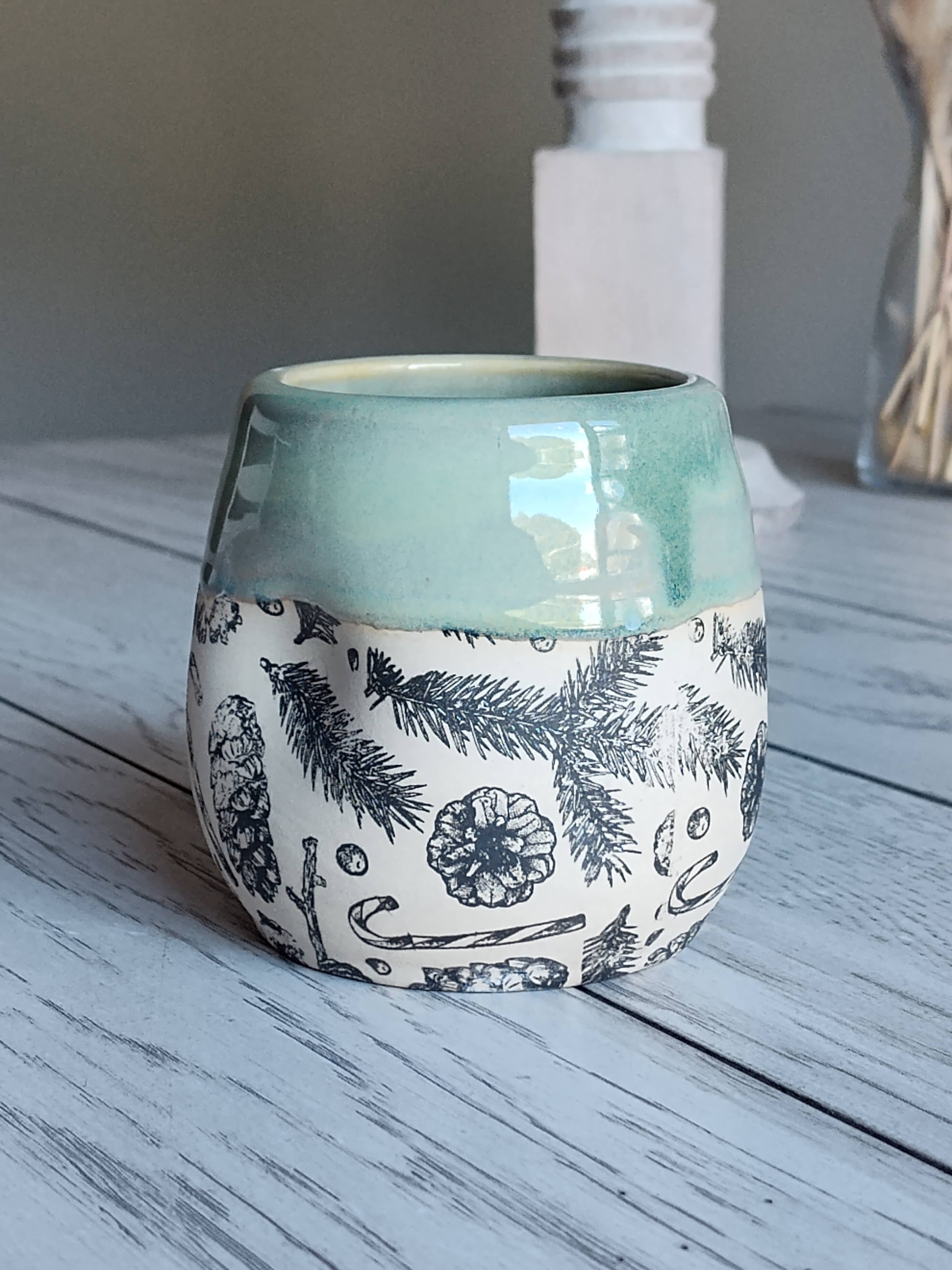 Rise and Design Art Studio - Wholesale Wine Glass - Ceramic Wine Glass – Pine Cone Pattern (10–12 oz)