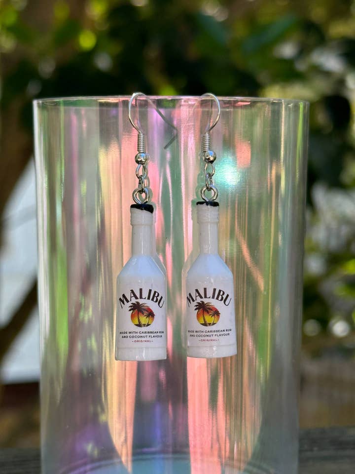 Mini Mali. Rum Bottle Earrings – Fun Tropical-Inspired for wholesale by Arcfo Jewelry