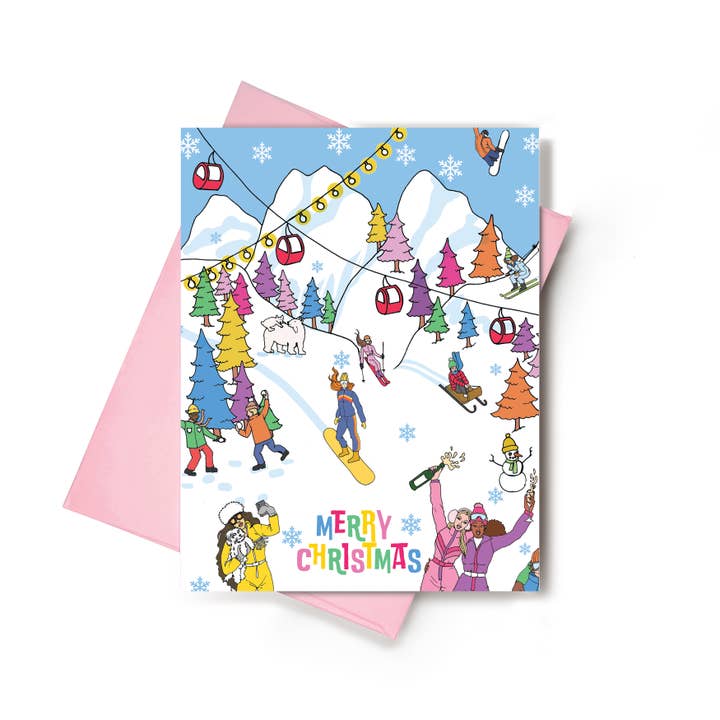 Carte de vacances de ski Joyeux Noël ou carte de vœux d'hiver pour la vente par Love Haze Paper