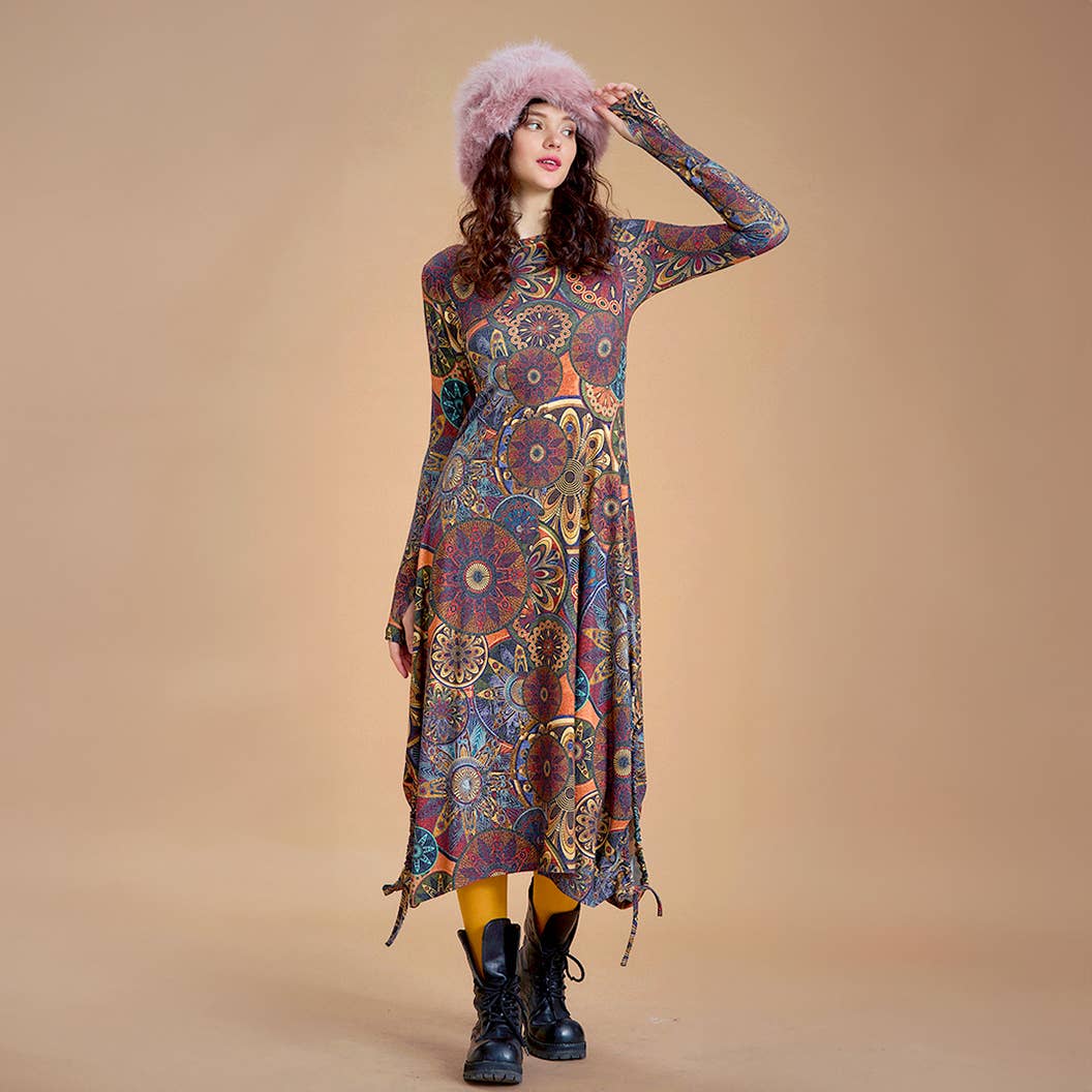 Los Banditos – Großhandel Kleid – Damen – Kleid mit U-Boot-Ausschnitt und Daumenloch an den Seiten4