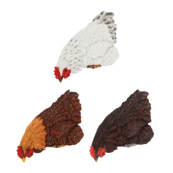 Windowsill Chickens, Resin, 3 Asst. Styles for wholesale by Esschert Design USA