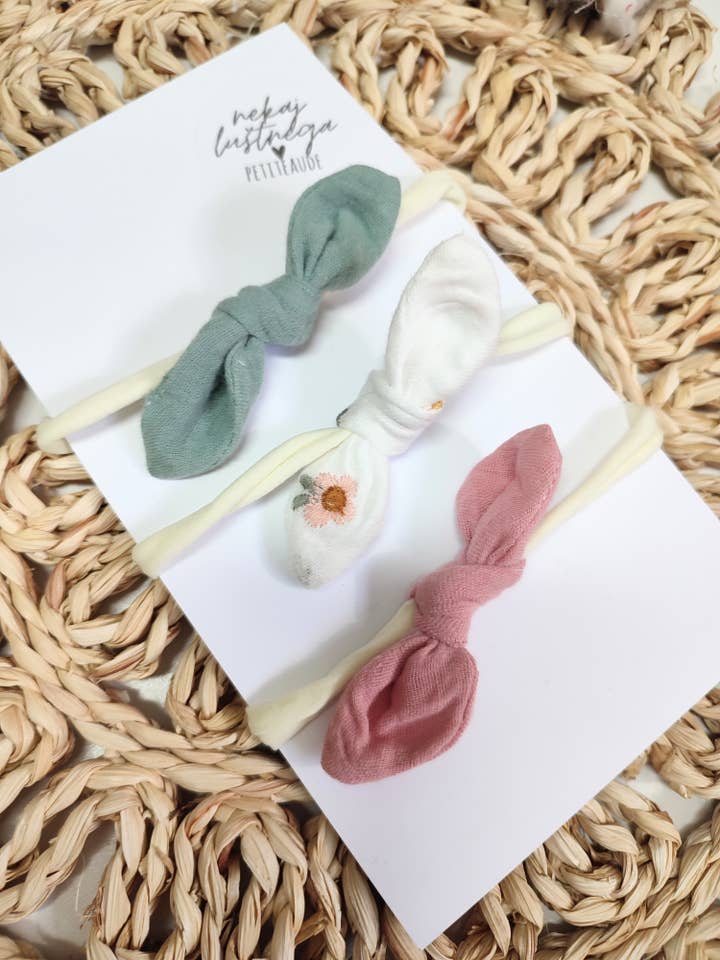 Baby Knot Bow Muslin Headband for wholesale by Petiteaude