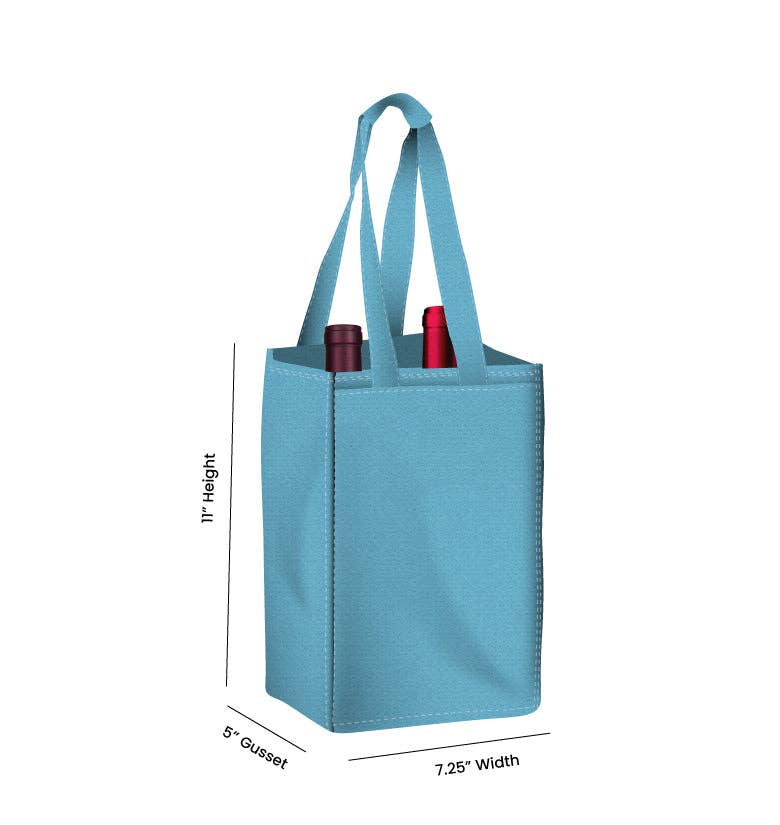 Non Woven Totes - Wholesale Wine Tote - Reusable 2-Bottle Wine Tote Bag-7.25x11x5 with Bottom Gusset | Custom Printed Wine Totes21