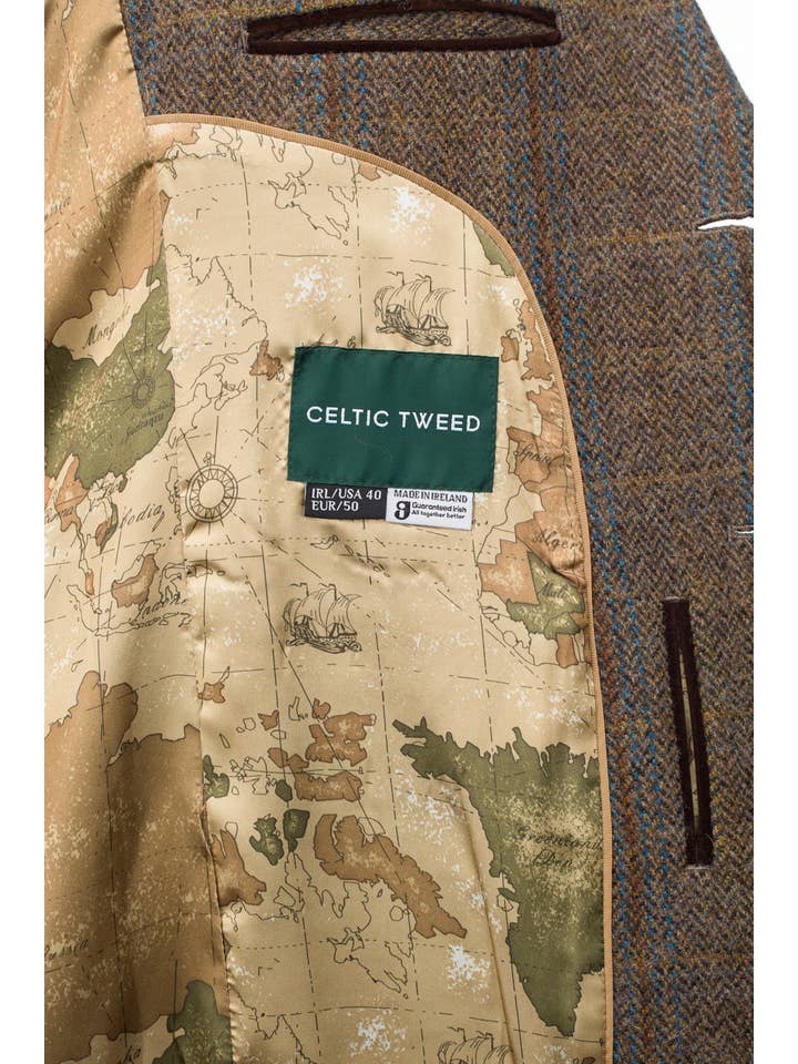 Horse Brown Hunting Tweed Jacket with Moleskin Trim for wholesale on Faire7