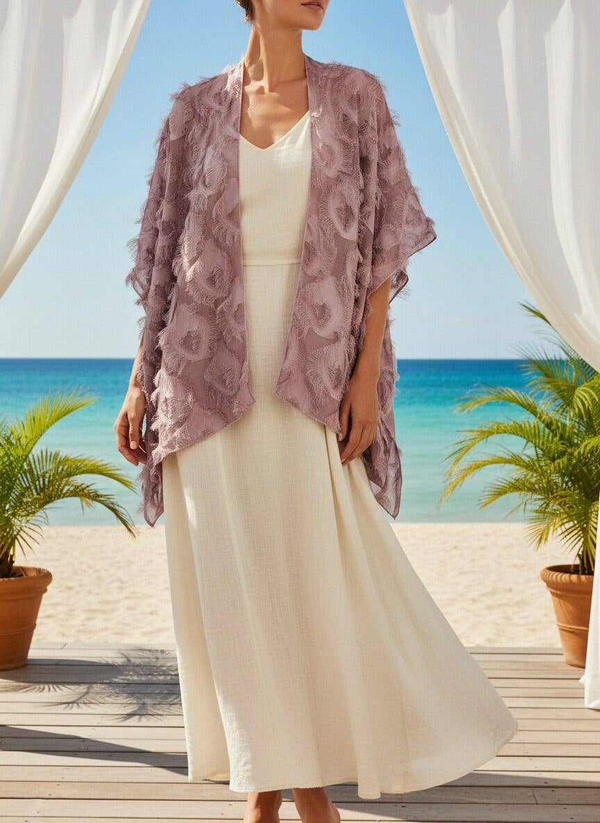 JC Sunny Fashion - Wholesale Kimono - Women's - JC060283 Elegant 3D Feather Fringe Eyelash Kimono/Cover-Up12