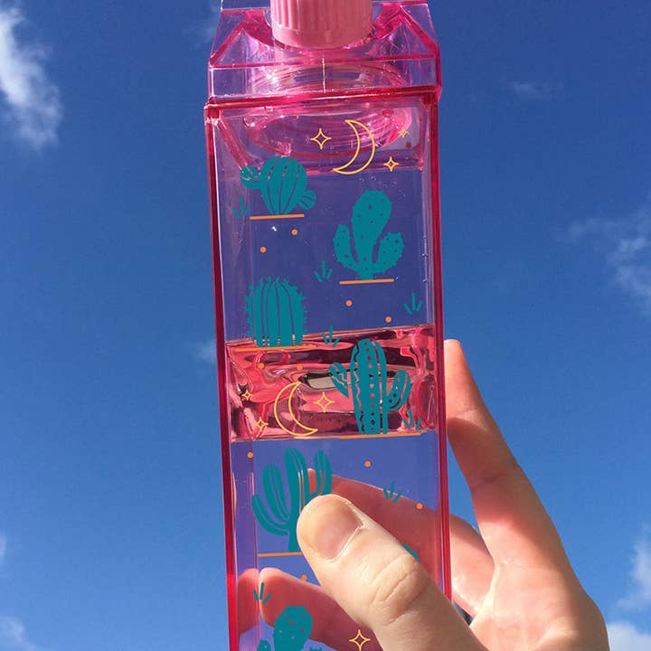 Cactus Pattern Milk Carton Water Bottle for wholesale by femfetti