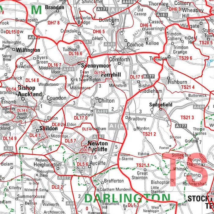 Map Marketing Limited - Wholesale Map - Durham, Tyne, Tees (Newcastle Upon Tyne) Postcode Wall Map