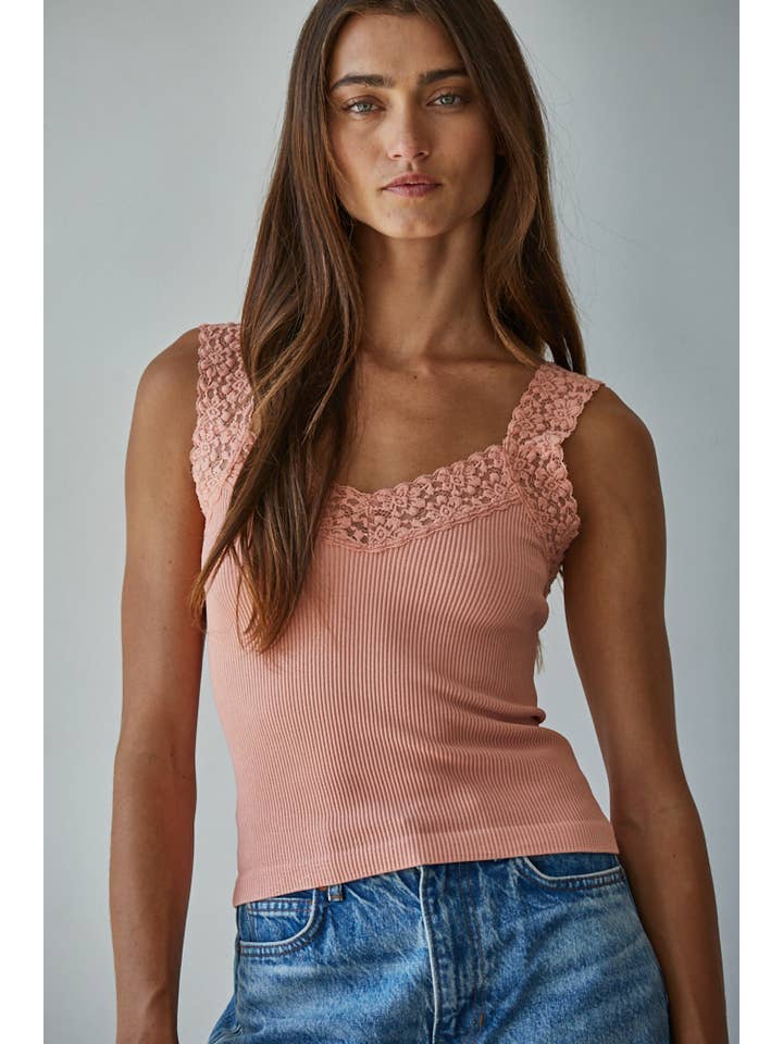 By Together - Wholesale Tank top – Women′s - S1217N | Knit Seamless Ribbed Tank Top with Lace Trim9