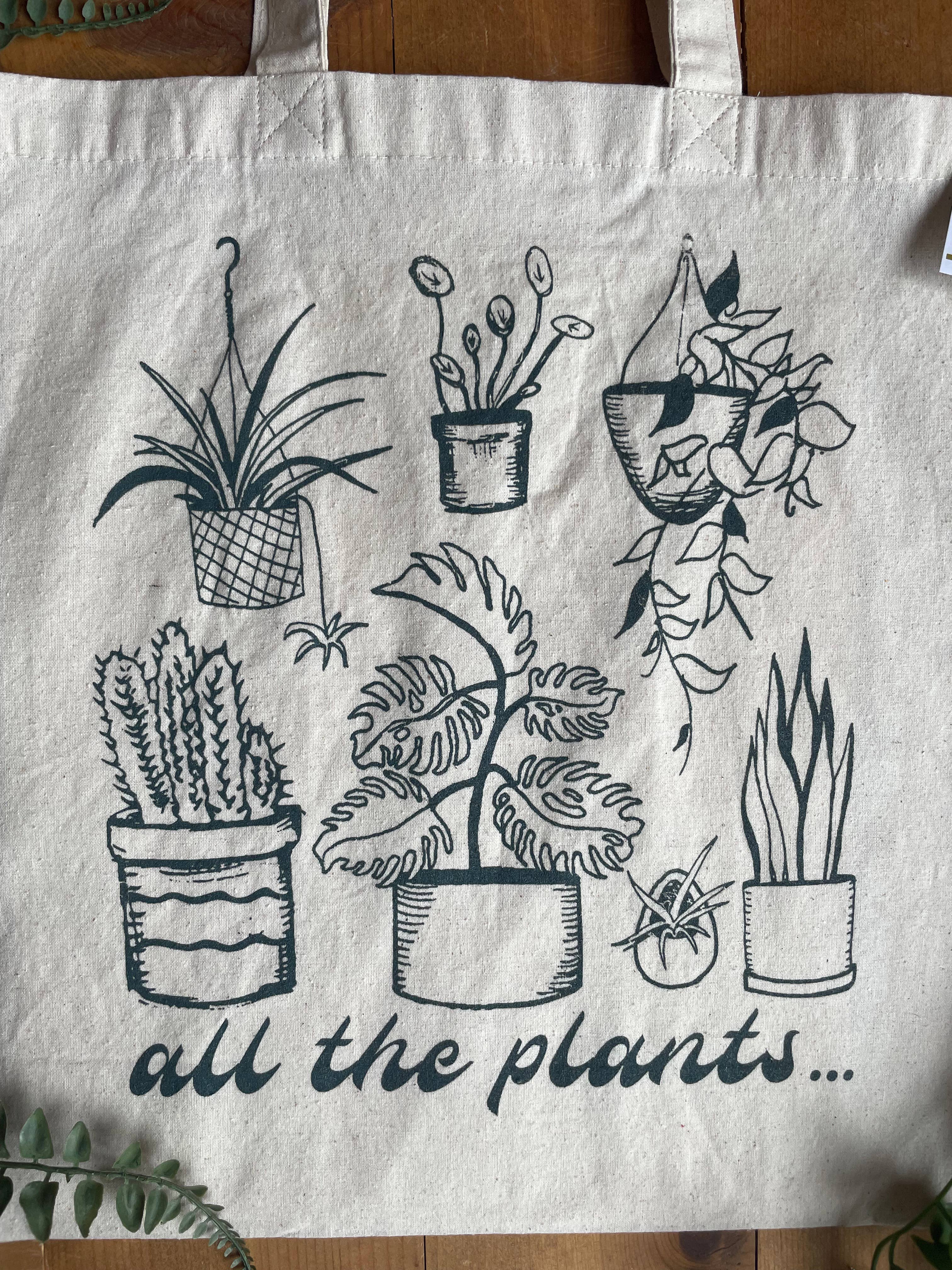 Tangled Up In Hue - Wholesale Tote Bag - Women's - All The Plants Tote Bag, market bag for plant lover2