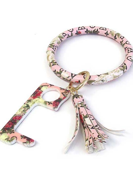 ( T650 ) KEYRING LEATHERETTE BANGLE BRACELET for wholesale by Jewelry Max