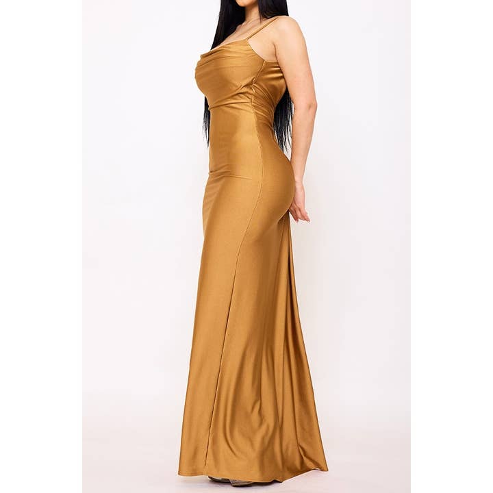 omgstyles - Wholesale Dress - Women's - SILKY SATIN FABRIC V BACK MAXI DRESS1