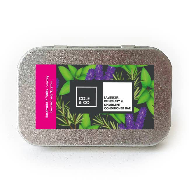 Barre de conditionnement de voyage lavande, romarin et menthe verte pour la vente par Cole & Co