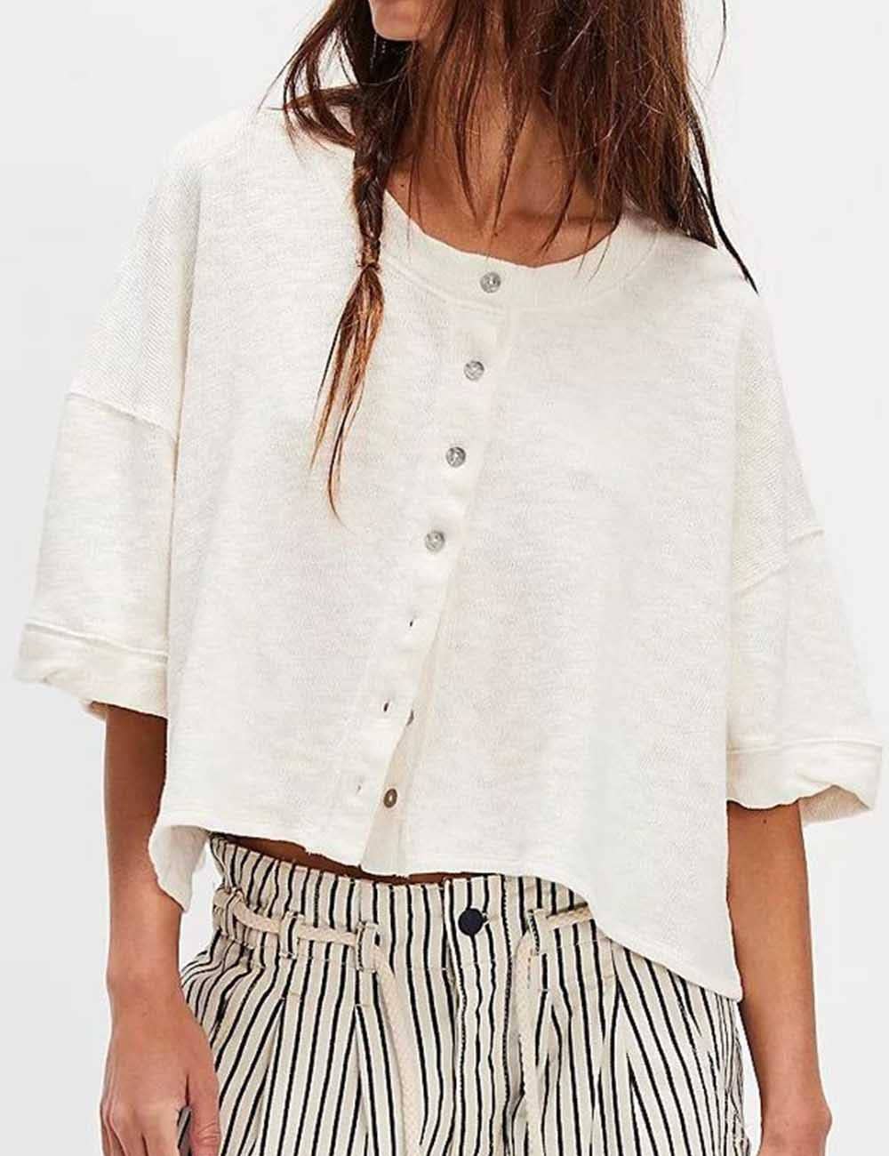 Sweetkama - Wholesale Cardigan - Women's - Ladies Solid Color Midi Sleeves Knitted Cardigan