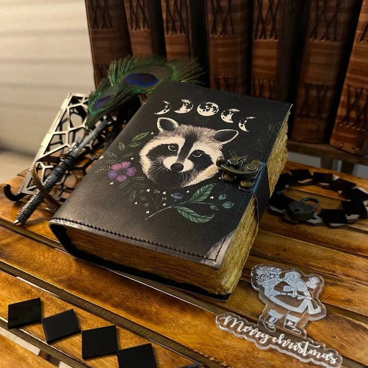 MNM HANDICRAFTS - Wholesale Journal/Diary - Racoon Moon Phase Leather Journal Gothic Book of Spells5