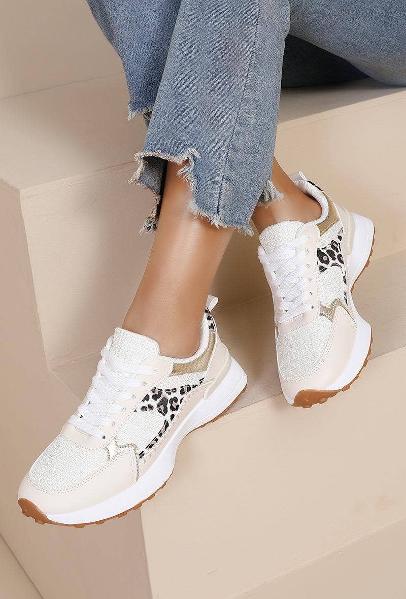 No Doubt Shoes – wholesale Lifestyle trainers – Women′s – ROUND TOE SIDE PATCH DETAILED LACE UP CHUNKY SNEAKERS 2
