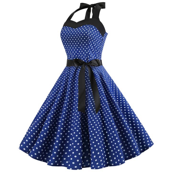 Rosa Clothing - Wholesale Dress - Women's - Vintage Polka Dot Halter Dress9
