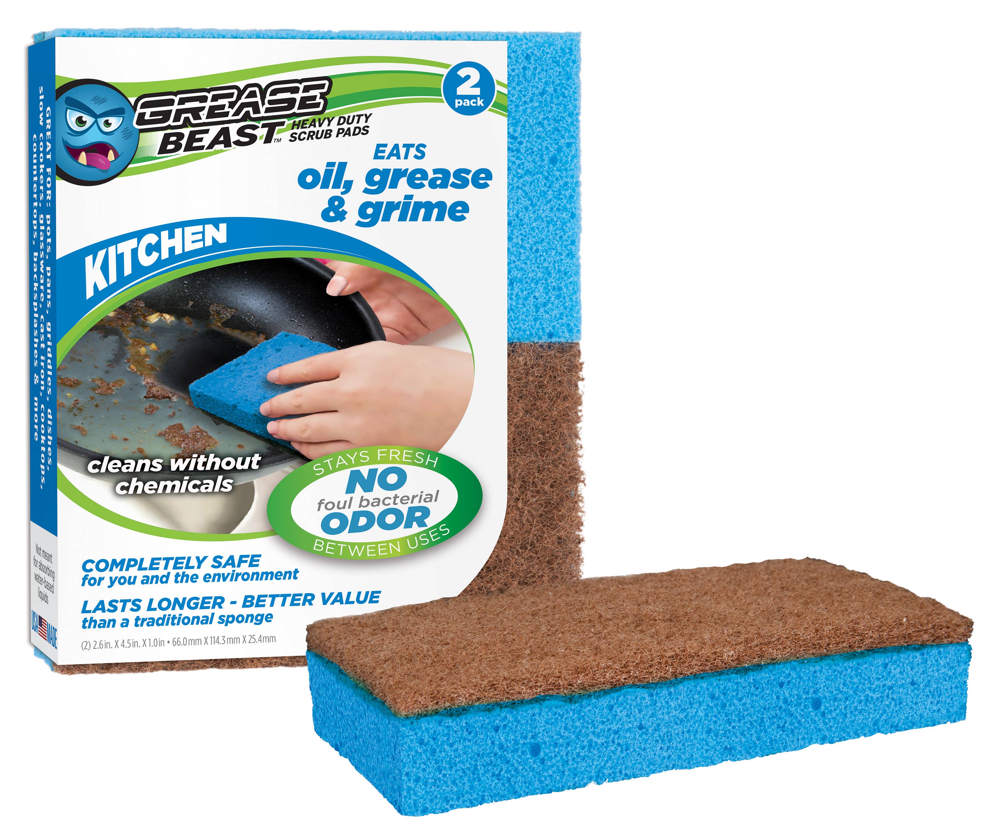 Pura Naturals – wholesale Cleaning sponge – Grease Beast Kitchen Scrub Pad1