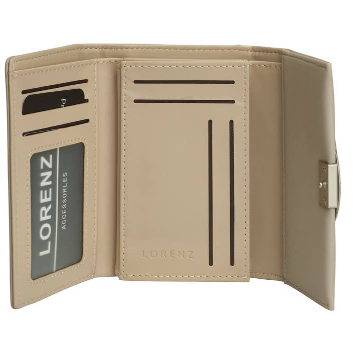 GH Stafford & Son Ltd – Carteira - Mulher por atacado – Carteira Trifold em PU com Emblema de Folha Média LORENZ Acessórios1