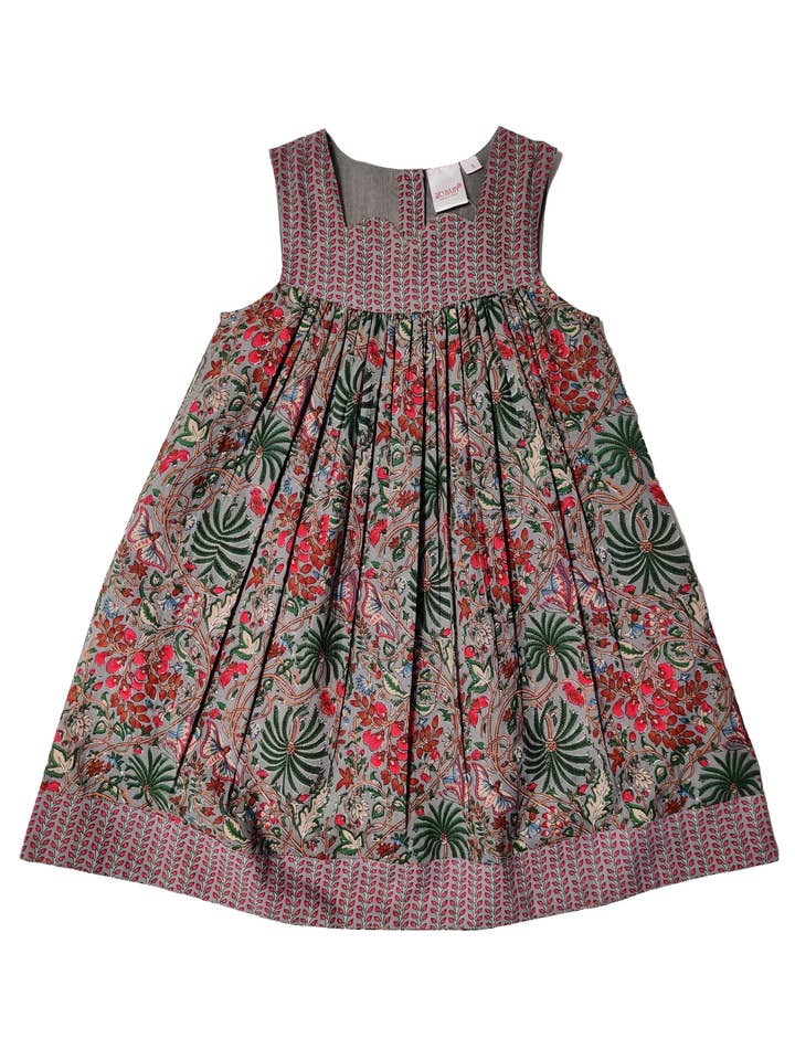 Pink and Grey Jungle Print Sweetheart Neck Dress for wholesale by Yo Baby