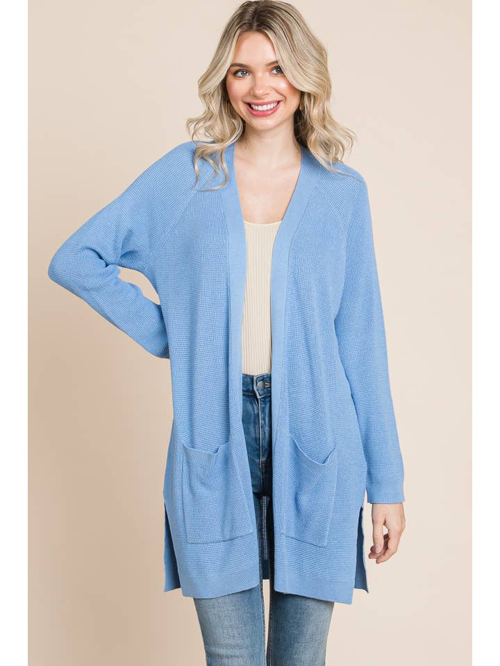 Emerald Collection - Wholesale Cardigan - Women's - 9203-PL Plus Size High-Quality Solid Viscose Knit Cardigan