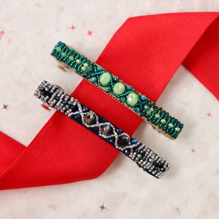 Crystal Beaded Barrette set of 2 for wholesale by Kimono Clips