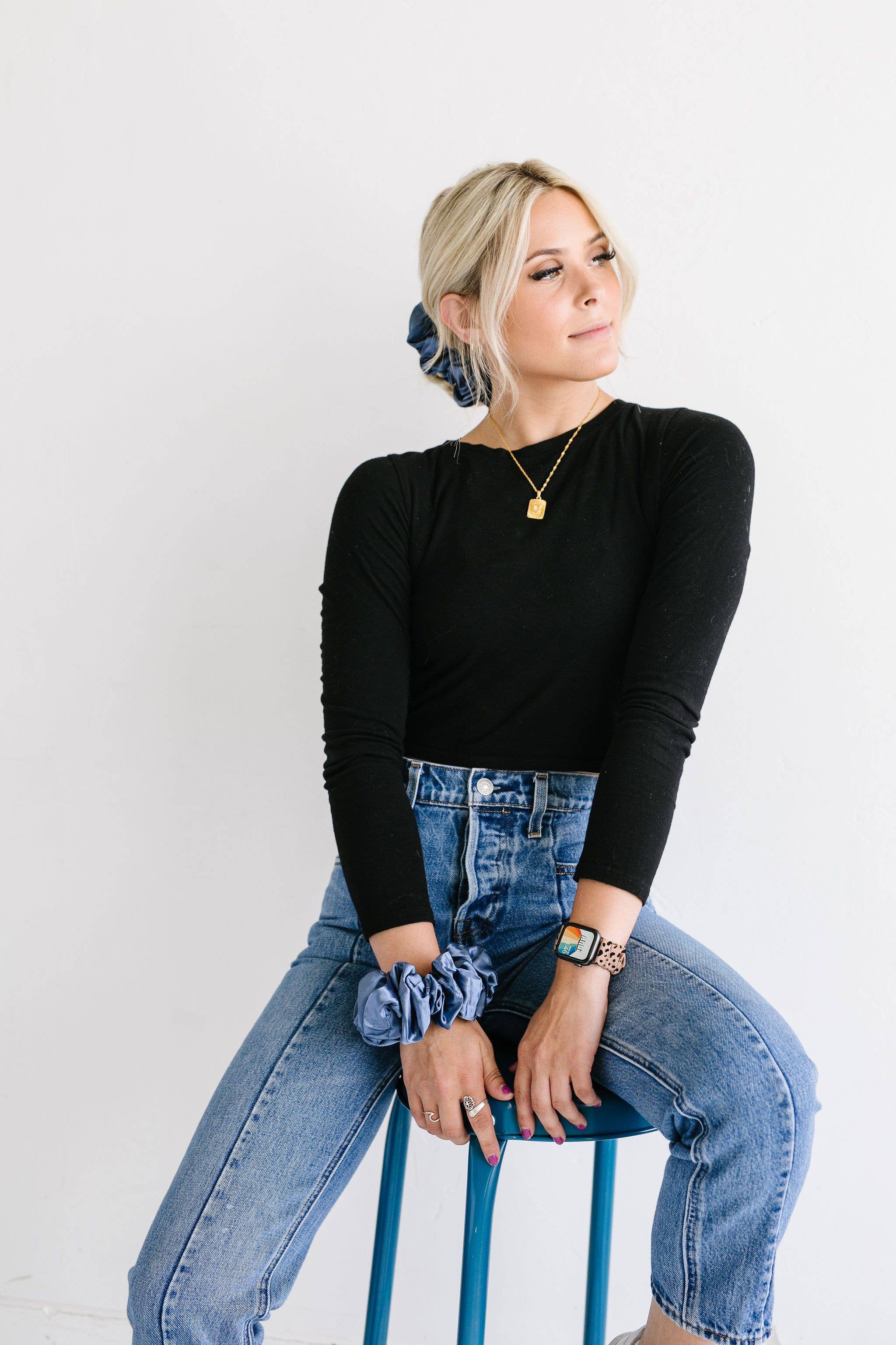 Shop Andi – wholesale Scrunchie - Women’s – Midnight Moon Satin Jumbo Scrunchie3