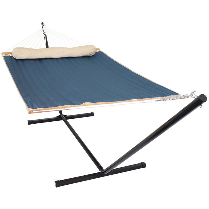 Sunnydaze Decor - Wholesale Hammock - 2-Person Quilted Hammock with Spreader Bar & Pillow - Tidal