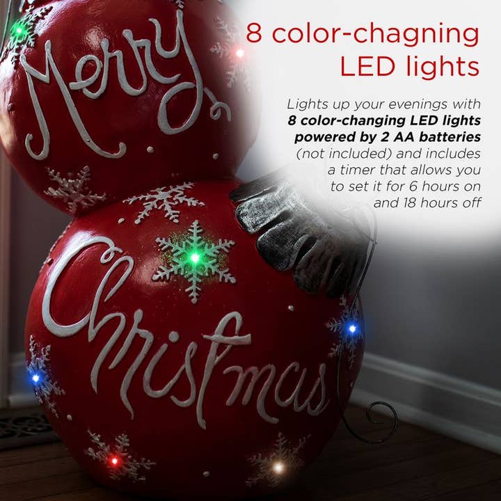 Alpine Corporation - Wholesale Christmas Decoration - Alpine Merry Christmas Ornaments w Color Changing LED Lights