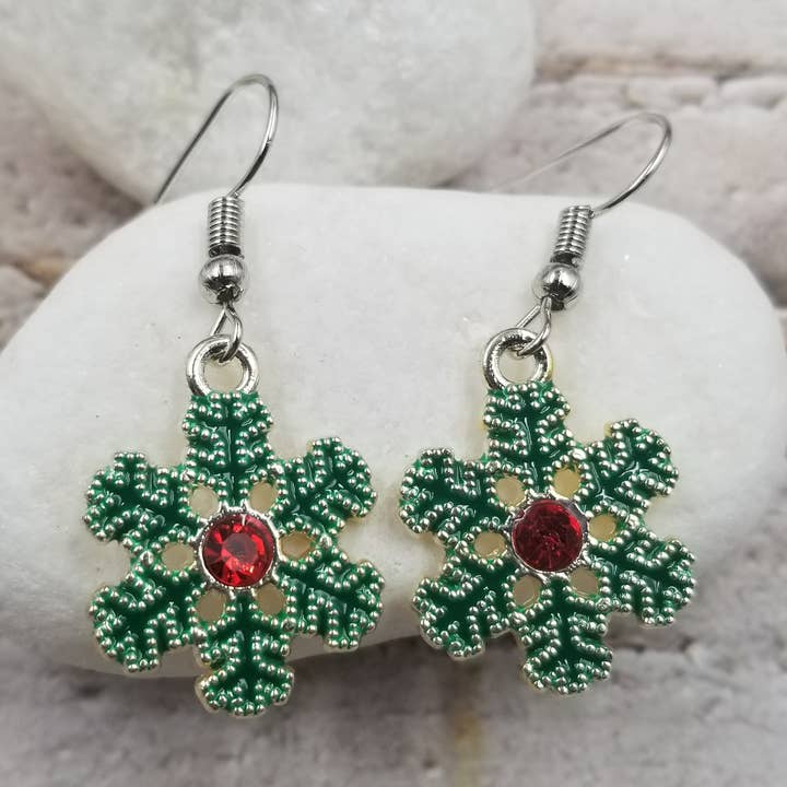 Jul snöflinga ädelsten Hoop-örhängen för wholesale av Treasure Wholesale