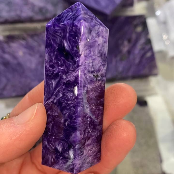 Quasar Gems USA - Wholesale Spiritual Stone/Crystal - Charoite Obelisks Tower