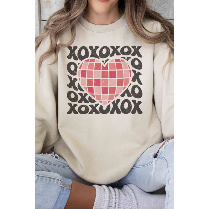 XOXO GROOVY HEART Oversized Graphic Sweatshirt for wholesale by A. BLUSH CO