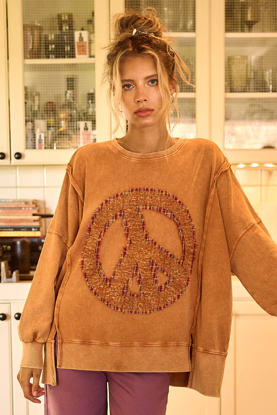 mittoshop - Vente Sweat-shirt – femme - SWEAT-SHIRT PEACE SIGN PATCH MINERAL WASH10