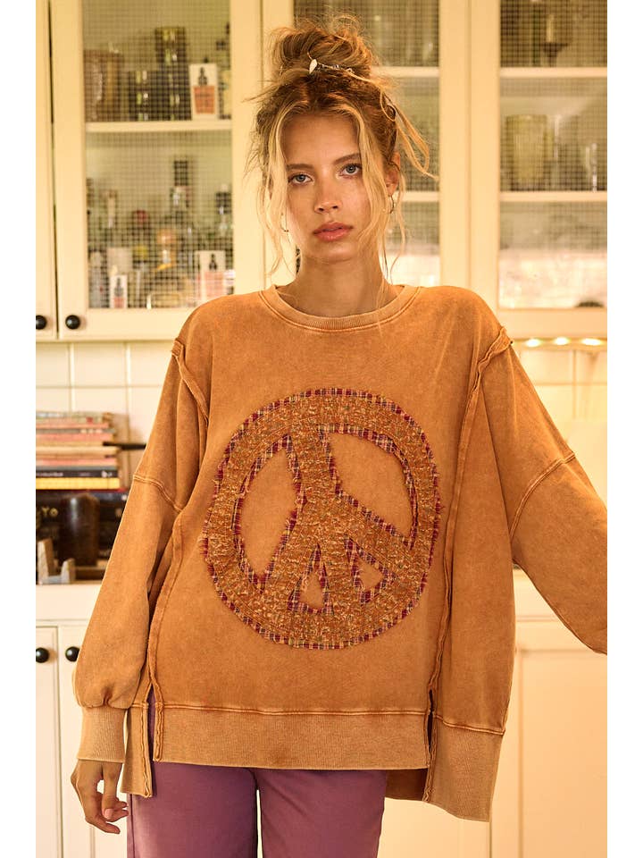 mittoshop - Vente Sweat-shirt – femme - SWEAT-SHIRT PEACE SIGN PATCH MINERAL WASH10