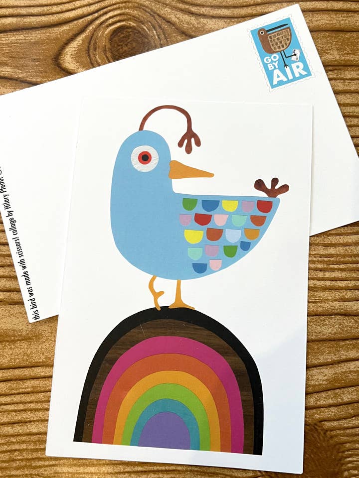 Rainbow Bird Postcard for wholesale by Bunny with a Toolbelt