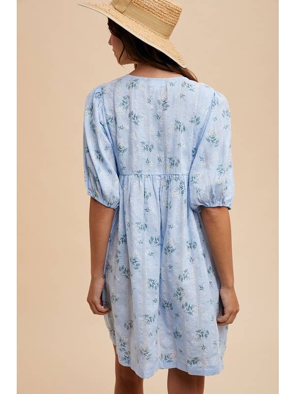 Vanilla Monkey - Wholesale Dress - Women's - Floral Print Loose Fit Babydoll Mini Dress