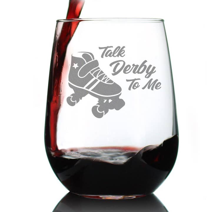 Bicchiere da vino senza stelo Talk Derby - Roller Derby Gifts per la vendita all'ingrosso da parte di bevvee