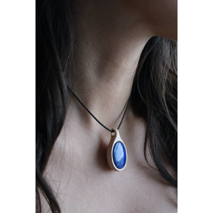 Object Flux - Wholesale Pendant/Charm Necklace - Specialty Lapis Lazuli in Wood Pendant Necklace2