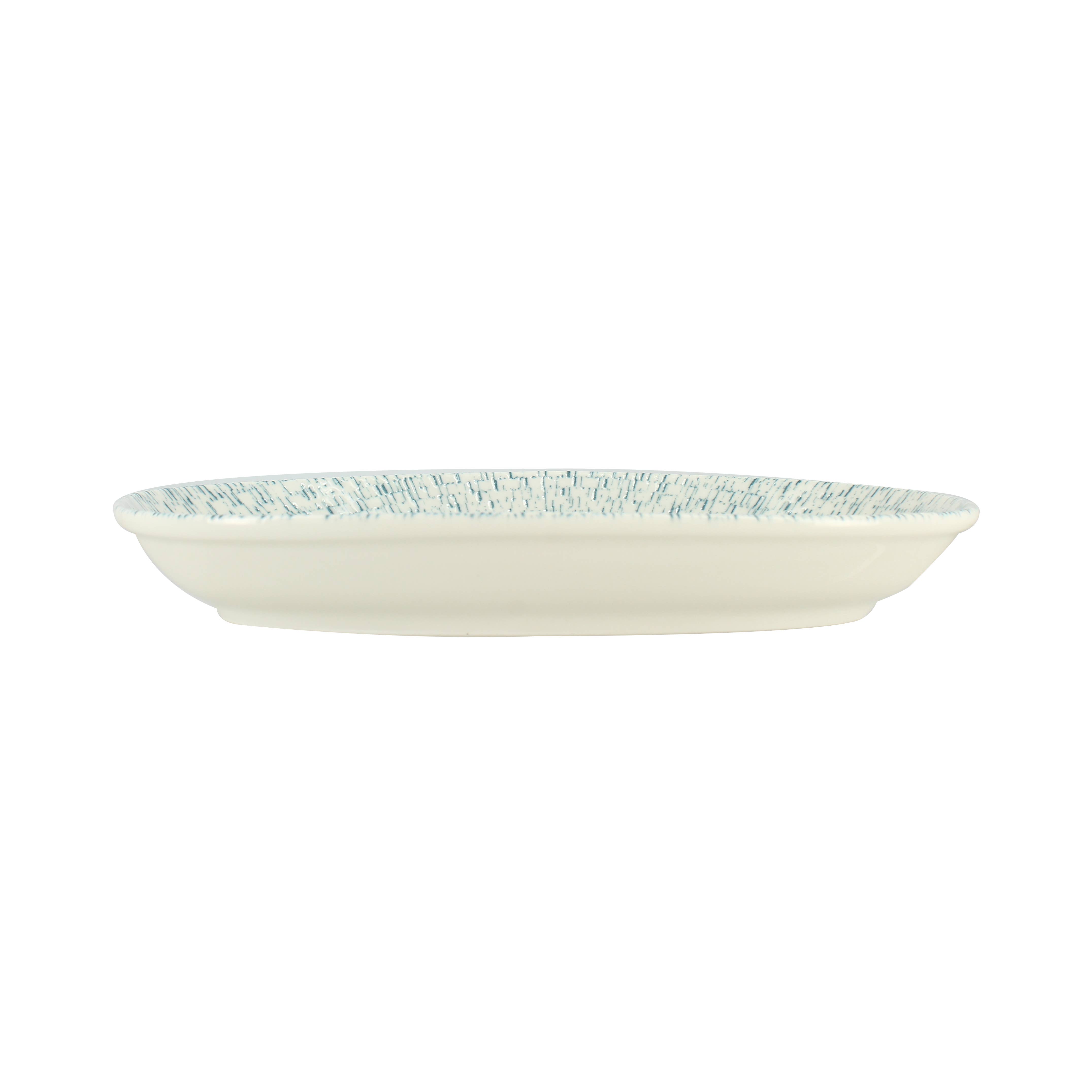 Novastyl - Vente Assiette - Assiette ovale aqua 23.5x13.5cm en porcelaine blanc et bleu1