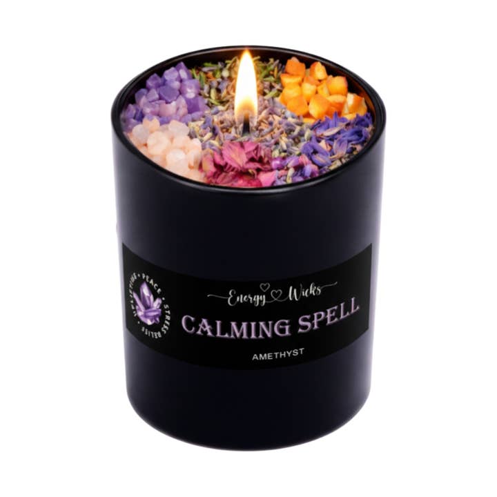 CALMING SPELL CRYSAL CANDLE for wholesale by Energy Wicks