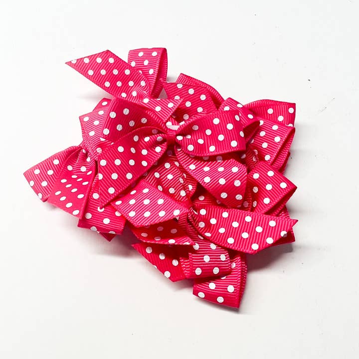 Dark Pink Dotty - Fiocchi medi in gros-grain per la vendita all'ingrosso da parte di TLLC Supplies