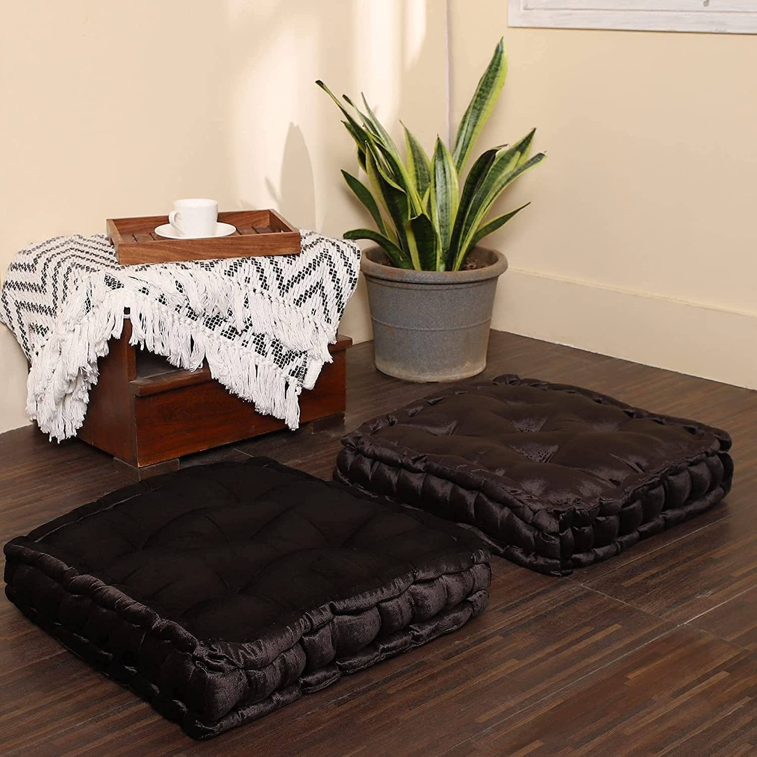 Black · REDEARTH · Velvet Floor Pillows-Premium Rayon Cotton for wholesale on Faire2